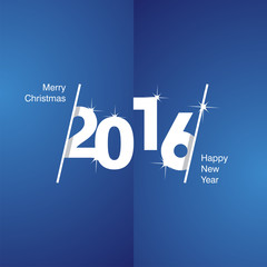 2016 Happy New Year white blue background