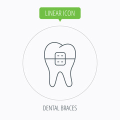 Dental braces icon. Tooth healthcare sign.