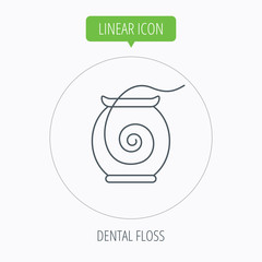 Dental floss icon. Teeth cleaning sign.