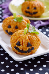 Pumpkin Rice Ball Jack O Lanterns