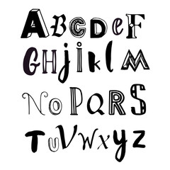 Vector illustration with hand drawn alphabet.