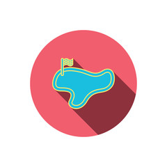 Race track or lap icon. Finish flag sign.