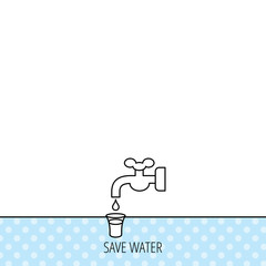 Save water icon. Crane with drop sign.