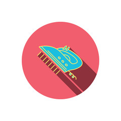 Steam ironing icon. Iron housework tool sign.