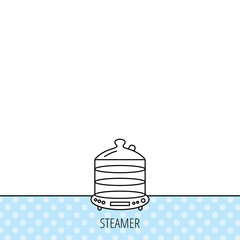 Steamer icon. Kitchen electric tool sign.