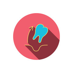 Tooth extraction icon. Dental paradontosis sign.