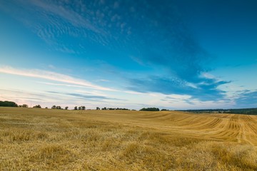 Fototapeta premium Beautiful sunset sky over calm countryside