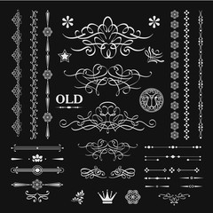 Vector illustration with set of calligraphic design elements.