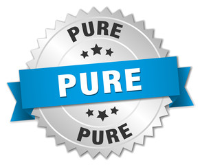 pure 3d silver badge with blue ribbon