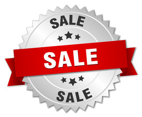 sale 3d silver badge with red ribbon