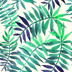 Vector illustration with tropical leaves.