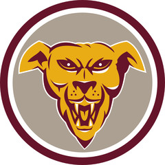 Angry Dog Wolf Head Circle Retro