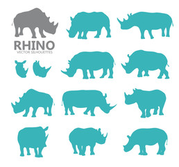 Vector rhino silhouettes