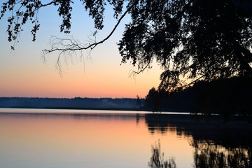 Sunset over lake.