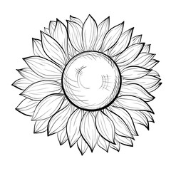 beautiful black and white sunflower isolated on white background