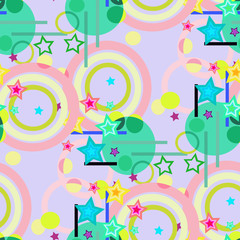 Abstract background with circles and stars.