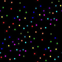Fototapeta na wymiar Multi-colored polka dots on a black background