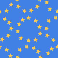 Abstract background with yellow stars on a blue background.