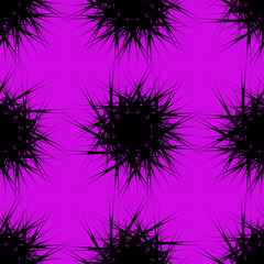 Black abstract stars on a purple background.