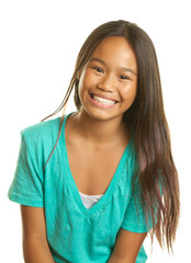 Beautiful Happy Smiling Filipino Girl on a White Background