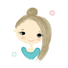 Cute girl smiling, sketch for your design