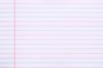 blank white notebook page with lines and red margin background