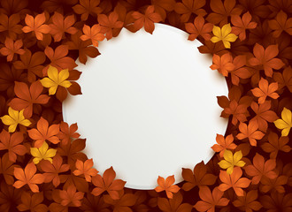 autumn leaves background with blank card