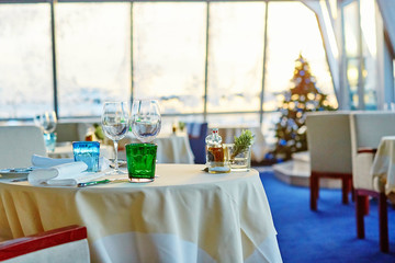 Decorated christmas dining table