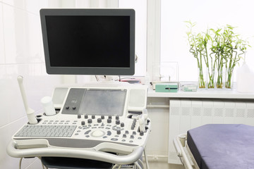 Interior of a doctor office with ultrasonography apparatus