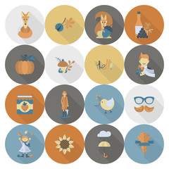 Set of Flat Autumn Icons