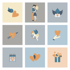 Fototapeta premium Happy Valentines Day Icons