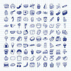 doodle food icons - 89962973