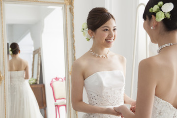Two brides are willing to face to face