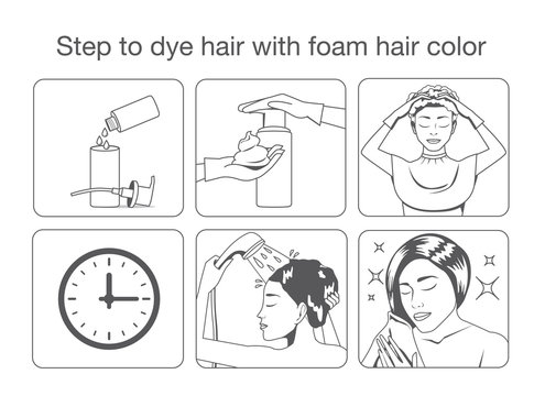Step to dye hair with foam hair color with monotone color design.
