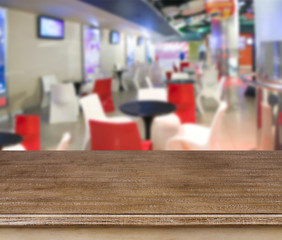 Abstract blurry restaurant background with presentation table