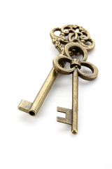 古い鍵/白背景のレトロな鍵
