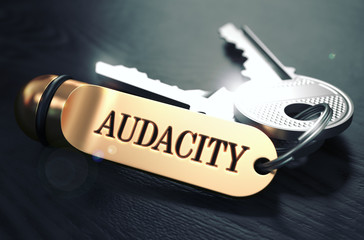 Keys with Word Audacity on Golden Label. - obrazy, fototapety, plakaty