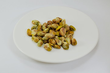 pistachio nut peel out on dish