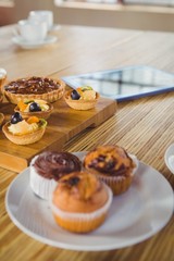 Pies on a wooden table