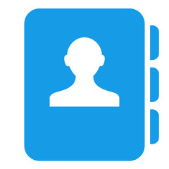 Icono aislado agenda contacto azul