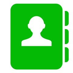 Icono aislado agenda contacto verde