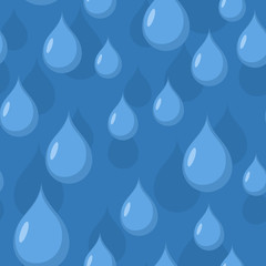 Rain seamless pattern. Vector background of Blue water drops.