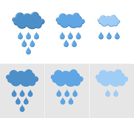 Clouds and rain. Set of icons for rain. Vector illustration for