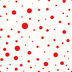 Seamless pattern with red polka dots - obrazy, fototapety, plakaty