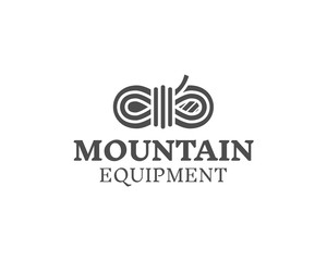 Mountain equipment badge, outdoors logo, emblem and label. Explorer concept, monochrome design. Best for travel sites, web app, adventure shops. Easy to change color. Vector