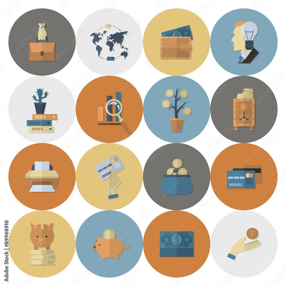 Wall mural business and finance icon set