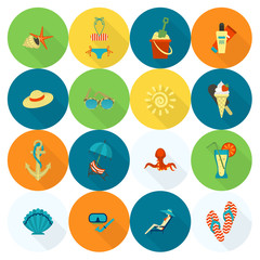 Summer and Beach Simple Flat Icons