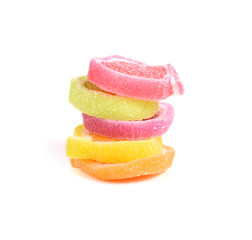 Colorful Sugar Jellies Isolated on White Background