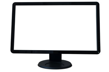 Isolated blank wide screen computer monitor