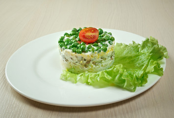 Tasty salad of beef tongue with vegetable